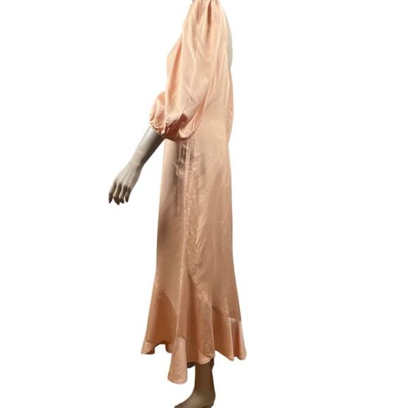 NWT Loeffler Randall Carmina Curve Seam Puff Sleeve Dress Cipria Peach Size 4 (0 - Picture 7 of 15
